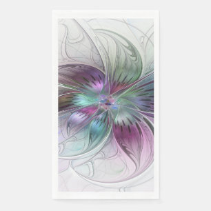 Serviette En Papier Fleur Abstraite Colorée Art Fractal Floral Moderne
