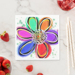 Serviette En Papier Fleur aquarelle artistique  