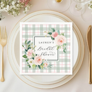 Serviette En Papier Fleur aquarelle   Pastel Plaid Fête des mariées