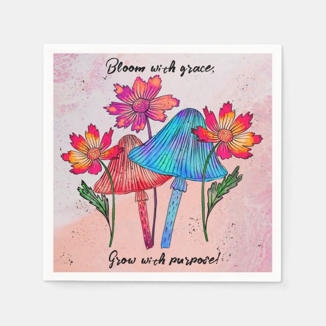 Serviette En Papier Fleur avec serviettes Grace : inspirée des champig (Devant)