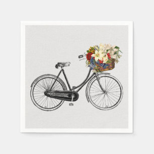 Serviette En Papier fleur blanche de bicyclette de vélo de serviettes