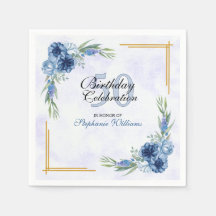 Fleur Bleue Classique Élégant Anniversaire 50 ans 