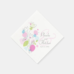 Serviette En Papier Fleur confetti moderne nom date mariage serviettes