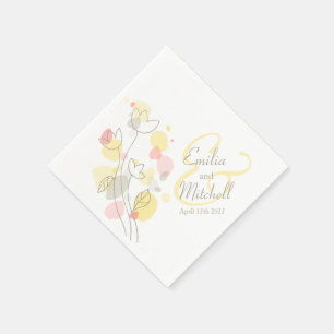 Serviette En Papier Fleur confetti moderne nom date mariage serviettes
