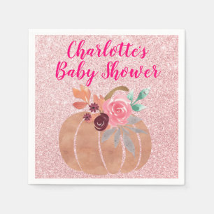 Serviette En Papier Fleur d'automne Floral Citrouille Baby Shower Rose