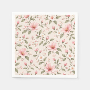 Serviette En Papier Fleur de cerisier rose tendre motif floral sans co