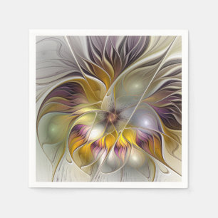 Serviette En Papier Fleur de fantaisie fractale moderne colorée abstra