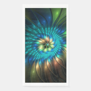 Serviette En Papier Fleur de fantaisie lumineuse, fractale abstraite c