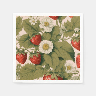 Serviette En Papier Fleur de fraise : Papier imprimé floral Napkin