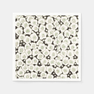 Serviette En Papier Fleur de Japon vintage 1902 : Fleur noire et blanc