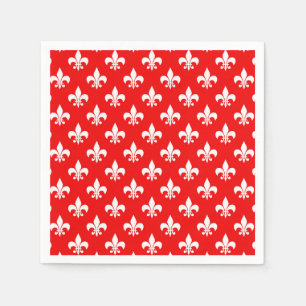 Serviette En Papier Fleur de lis rouge blanc