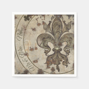 Serviette En Papier Fleur de lis vintage personnalisée
