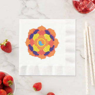 Serviette En Papier Fleur de Lotus colorée Yin & Yang Mandala