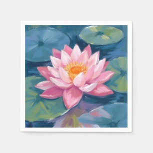 Serviette En Papier Fleur de Lotus Nénuphar Aquarelle