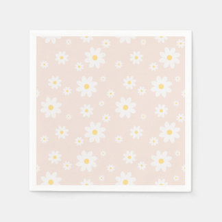 Serviette En Papier Fleur de marguerite blanche classique