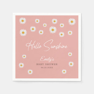 Serviette En Papier Fleur de Pâquerette Rose Tendresse Bonjour Soleil 