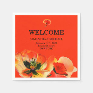 Serviette En Papier Fleur de pavot Red RANGE Mariage classique