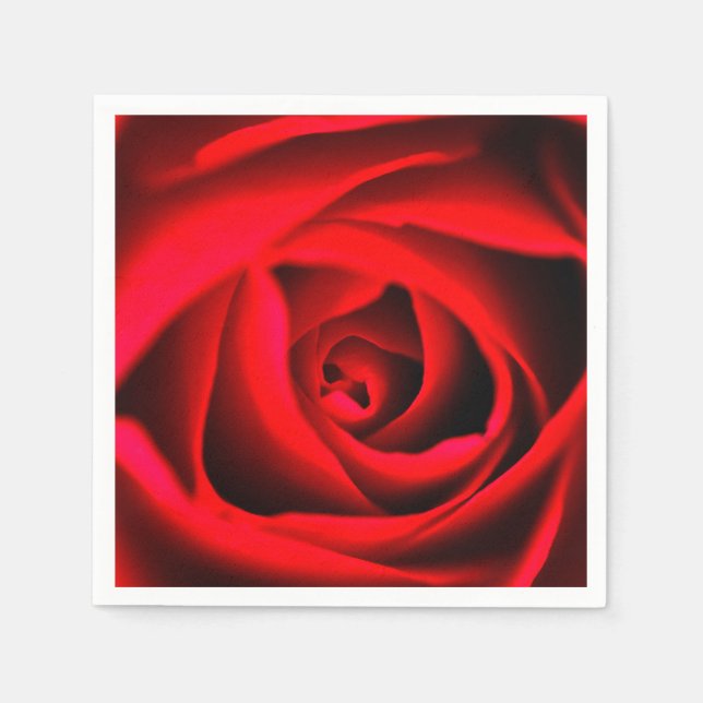 Serviette En Papier Fleur de rose rouge Papier à cocktail serviette (Devant)