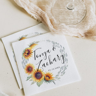 Serviette En Papier Fleur de soleil rustique MARIAGE