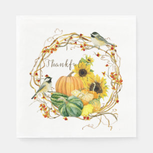 Serviette En Papier Fleur de tournesol Merci Automne Citrouille Thanks