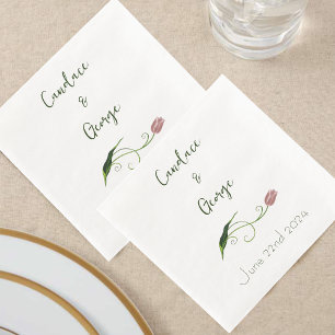 Serviette En Papier Fleur de tulipe rose