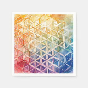 Serviette En Papier Fleur de vie - Peinture aquarelle
