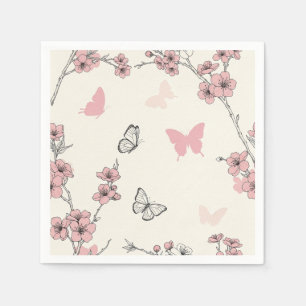 Serviette En Papier Fleur d'Élégant Papillon (6)