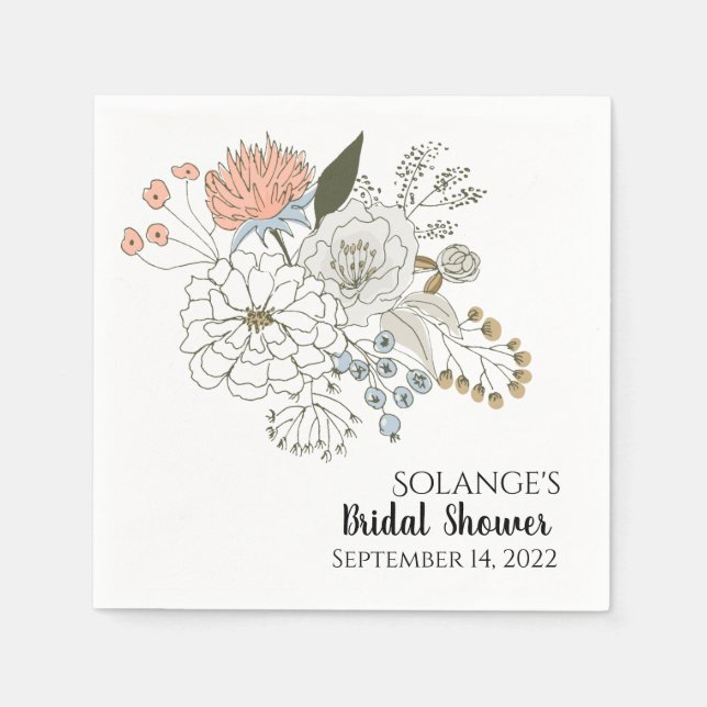 Serviette En Papier Fleur d'été bleu clair rose rose (Devant)