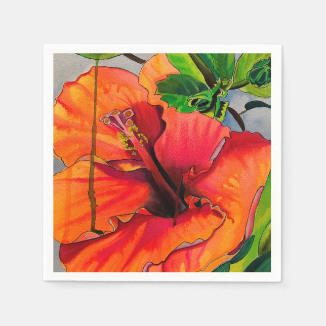 Serviette En Papier Fleur d'Hibiscus du néon tropical (Devant)