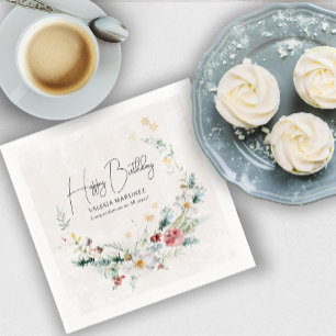 Serviette En Papier Fleur d'hiver Fleur de neige 40e anniversaire