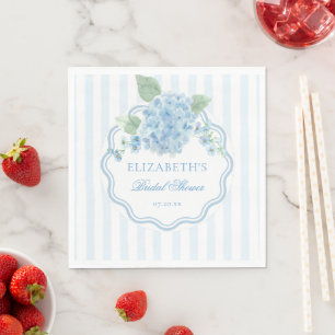 Serviette En Papier Fleur d'hortensia bleue vintage élégante ondulée r
