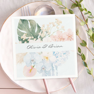 Serviette En Papier Fleur Florale Tropicale Personnalisée Aquarelle