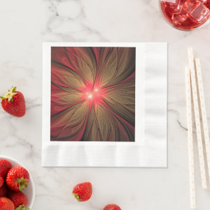 Serviette En Papier Fleur fractale de fansy rouge