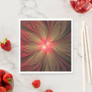 Serviette En Papier Fleur fractale de fansy rouge