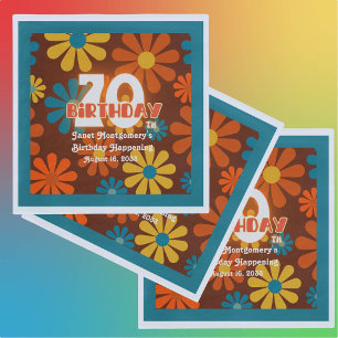 Serviette En Papier Fleur Hippie rétro 1960's 70e anniversaire