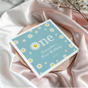 Serviette En Papier Fleur marguerite Chamomile Elégante Turquoise Anni