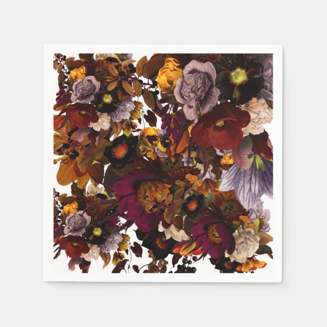 Serviette En Papier Fleur Moody foncé (Devant)