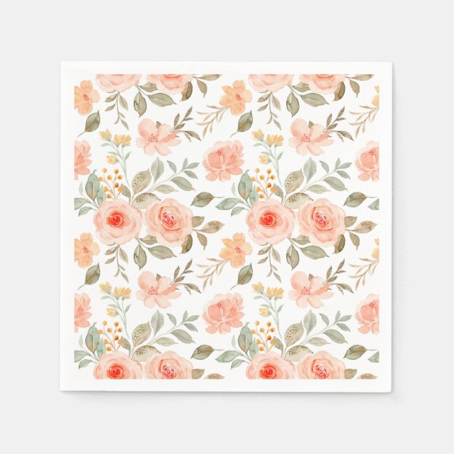 Serviette En Papier Fleur Orange Pêche (Devant)