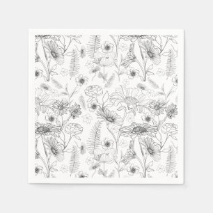Serviette En Papier Fleur rose de marguerite noire et blanche