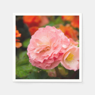 Serviette En Papier Fleur rose délicate après la pluie