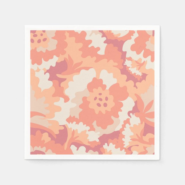 Serviette En Papier Fleur rose et pêche (Devant)