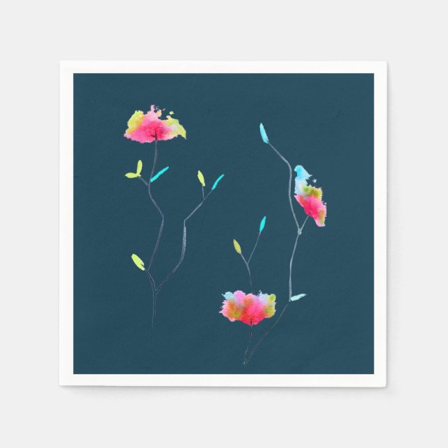 Serviette En Papier Fleur rose moderne simple d'inspiration japonaise (Devant)