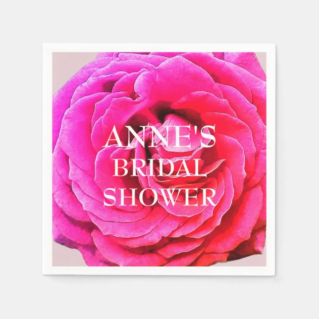 Serviette En Papier Fleur rose rose, Papier de Fête des mariées Napkin (Devant)