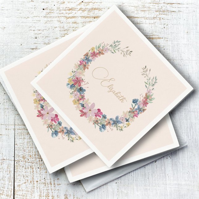 Serviette En Papier Fleur sauvage Anniversaire Élégant (Créateur téléchargé)