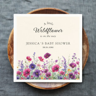 Serviette En Papier Fleur sauvage, Baby shower à fleurs violettes