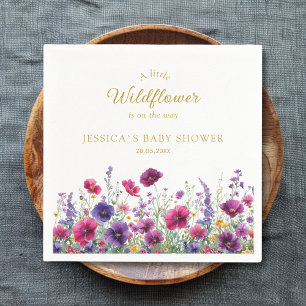 Serviette En Papier Fleur sauvage, Baby shower à fleurs violettes