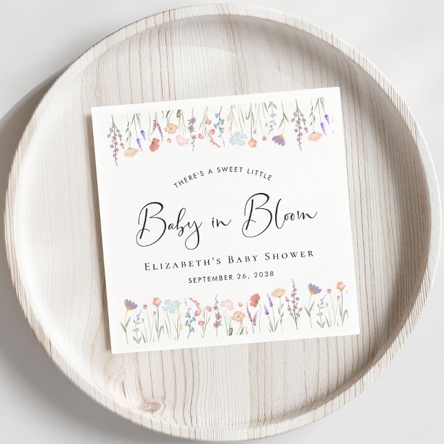 Serviette En Papier Fleur sauvage bébé dans le Baby shower en fleurs (Créateur téléchargé)