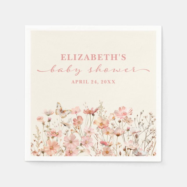 Serviette En Papier Fleur sauvage bébé en Fleur Baby shower fille (Devant)