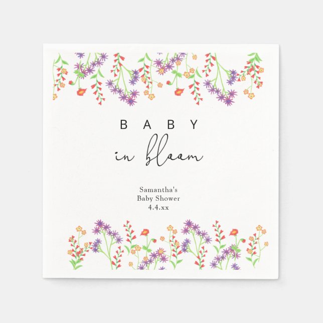 Serviette En Papier Fleur sauvage - Bébé en fleurs (Devant)