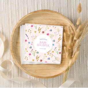Serviette En Papier Fleur sauvage bébé fille douche rose